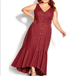 NWT // City Chic Button Down Maxi  // color Nutmeg